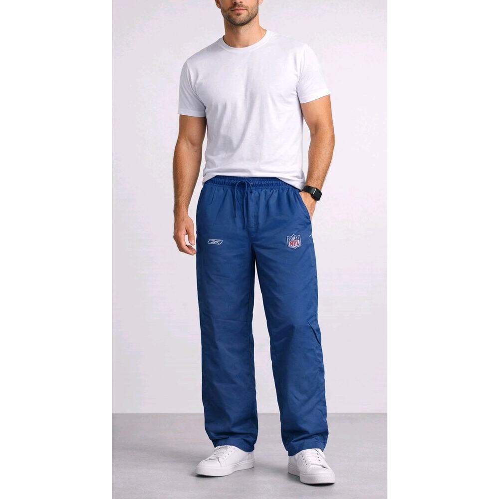 Reebok NFL Authentic Sideline Blue Track Windbreaker Pants Mens XL| Athletic